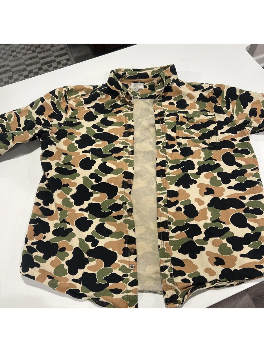 Avery Camouflage Long Sleeve Button Up. Large Size Men